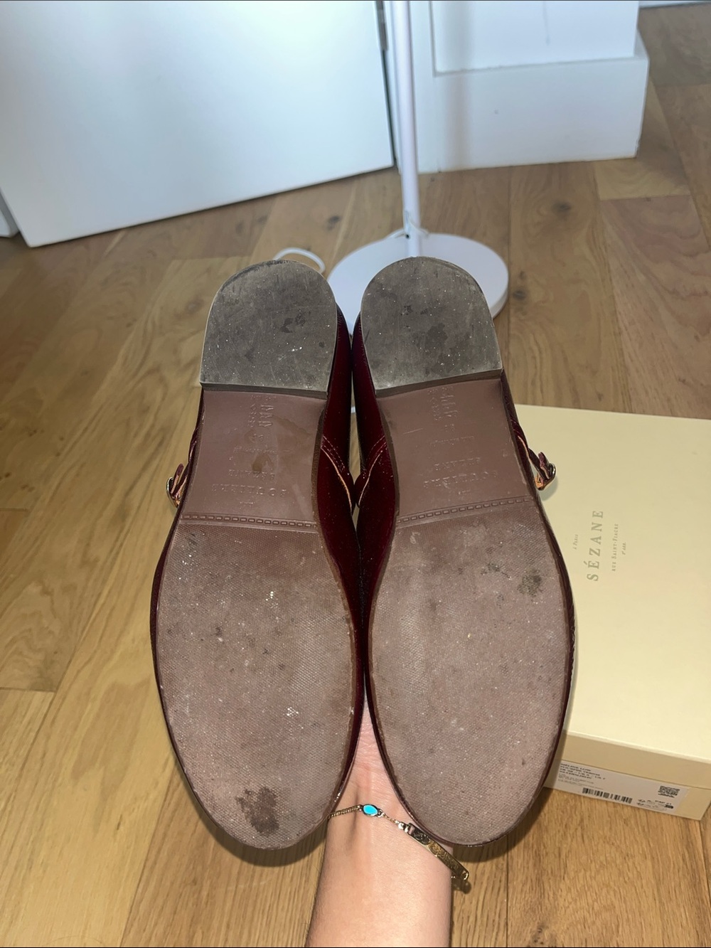 Sezane Women’s Méline Low Ballerinas -Mary Jane Patent Leather Flats in Burgundy - Picture 4 of 7